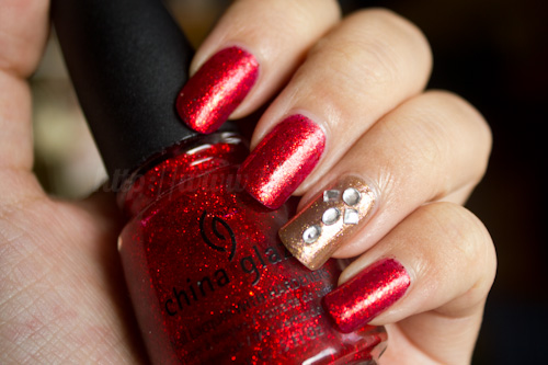 China Glaze Ring in the Red + Estée Lauder Nouveau Riche