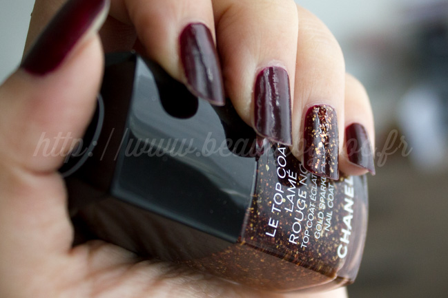 Trois Vernis CHANEL : #18 Rouge Noir, #757 Rose Fusion et le Top Coat Lamé Rouge Noir