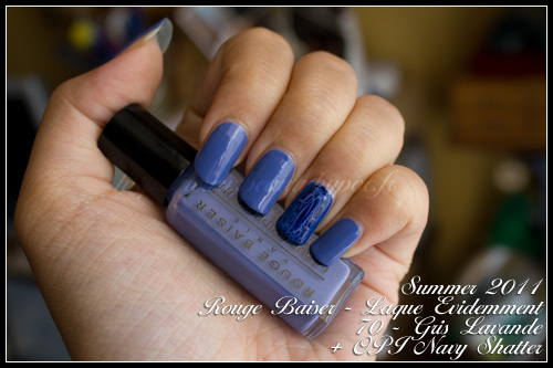 Rouge Baiser : n°70 Gris Lavande - Laque Evidemment / Eté 2011 + OPI Navy Shatter