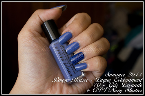 Rouge Baiser : n°70 Gris Lavande - Laque Evidemment / Eté 2011 + OPI Navy Shatter